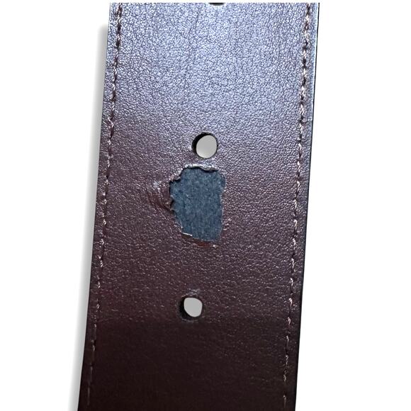 Jos A Bank Leather Belt Size 34 Dress Dark Brown Silver Buckle Career Business - Picture 10 of 12